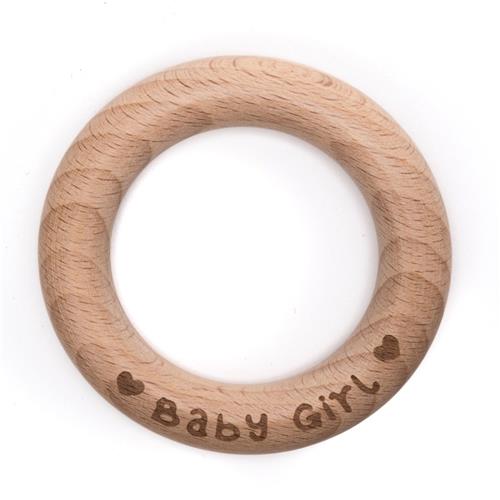 Anneau en bois de dentition 70 mm - Baby Girl