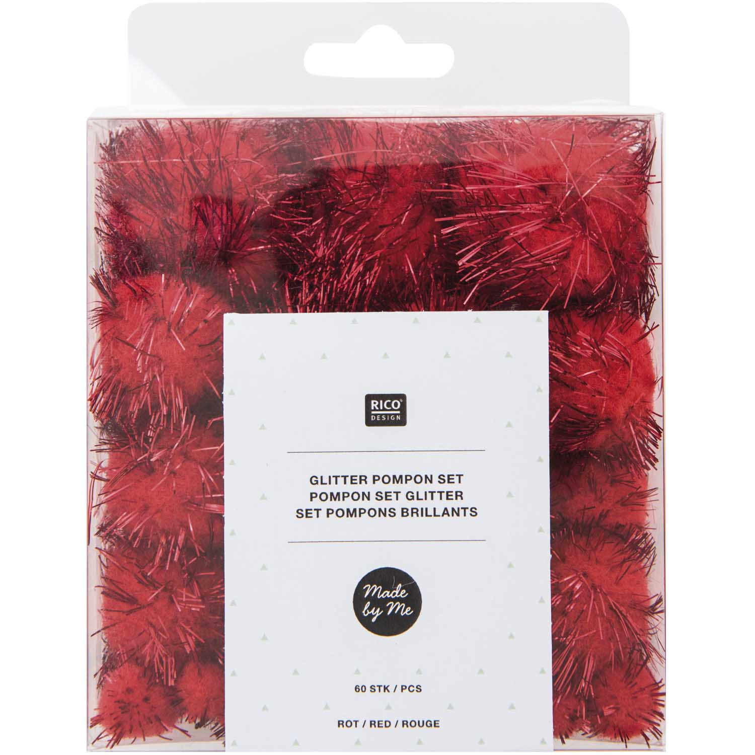 Set de 60 pompons brillants - Rouge