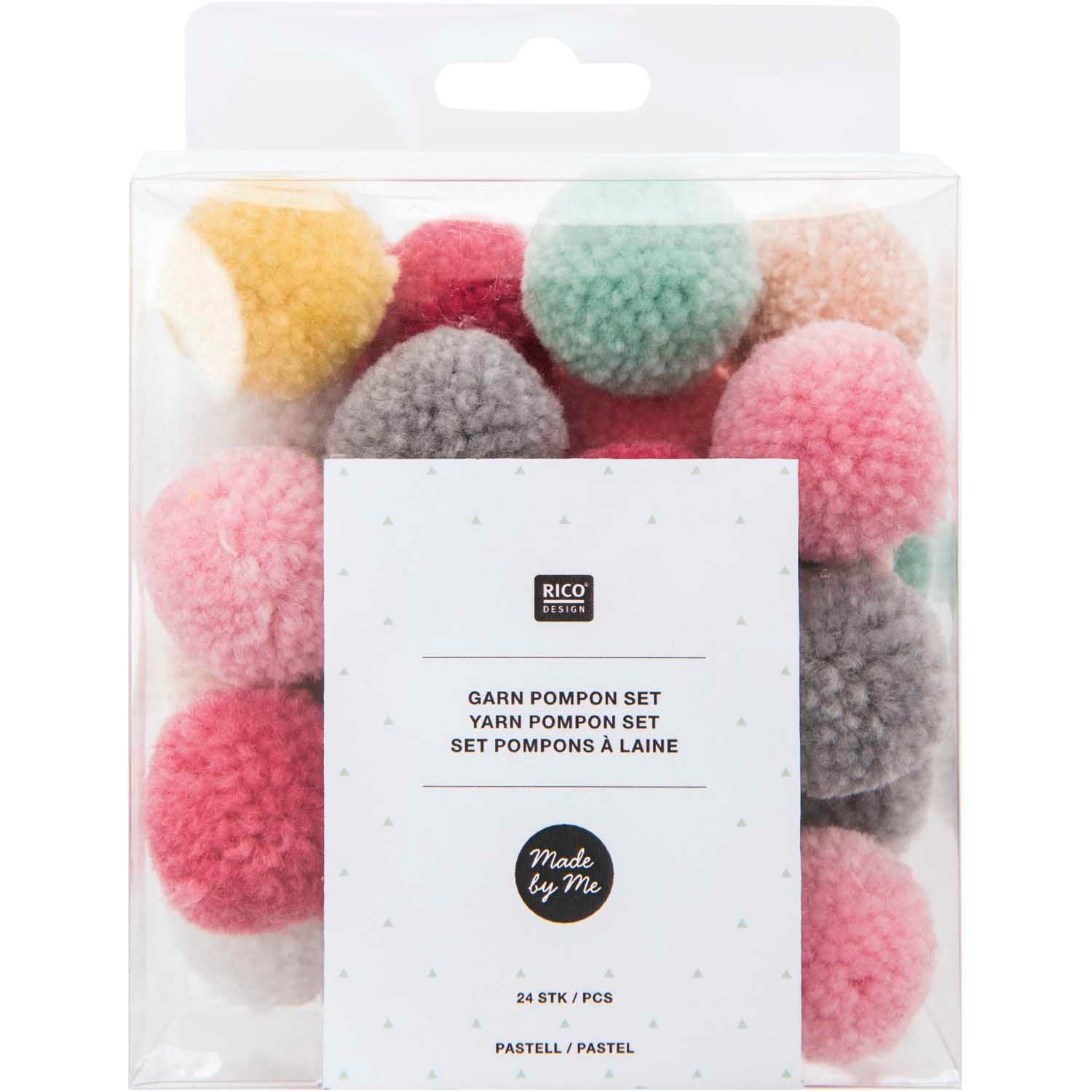 Set de 24 pompons en laine - Pastel