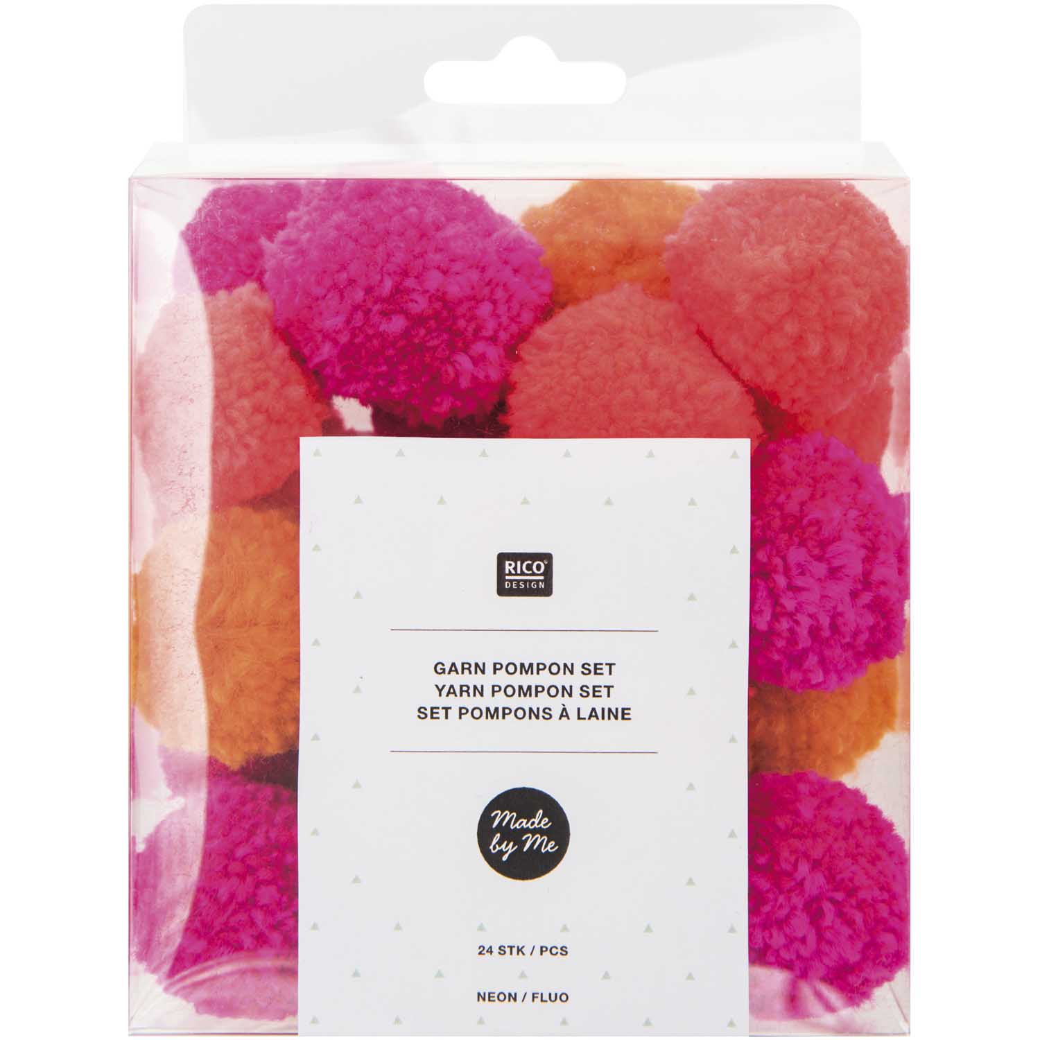 Set de 24 pompons en laine - Fluo