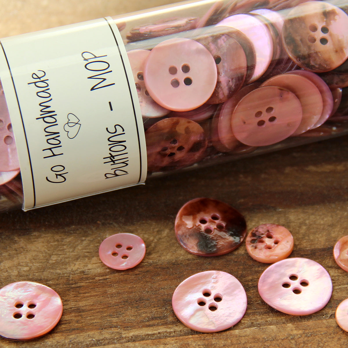 Set of 8 buttons 4 mother -of -pearl 12 mm - pink