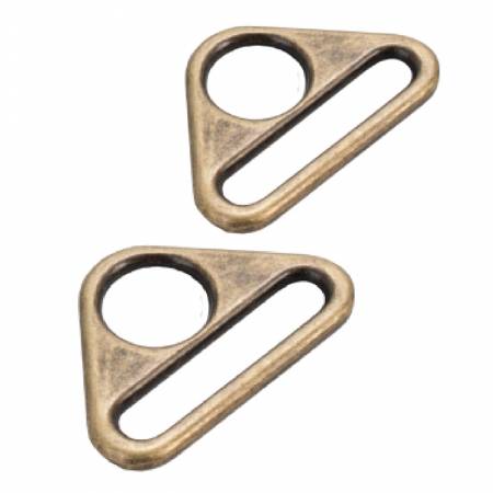 Set of 2 triangular rings passing 25 mm ancient brass