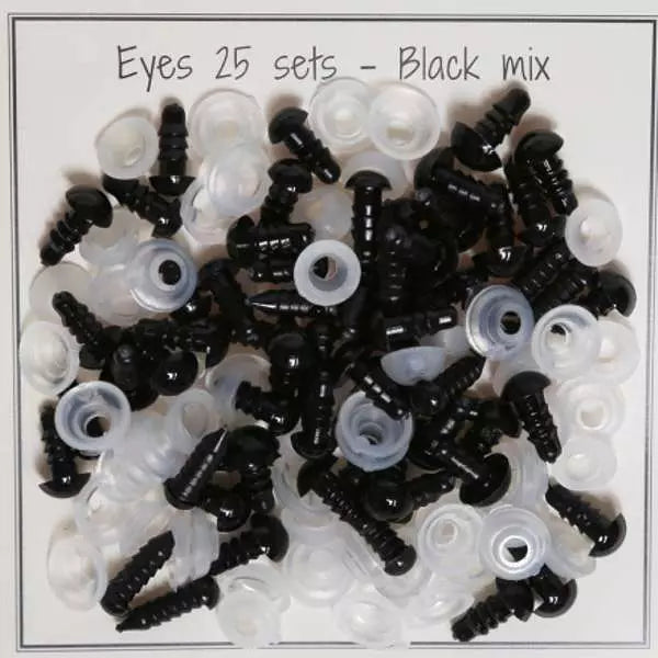 Black safety eyes 5-8 mm - 25 pairs