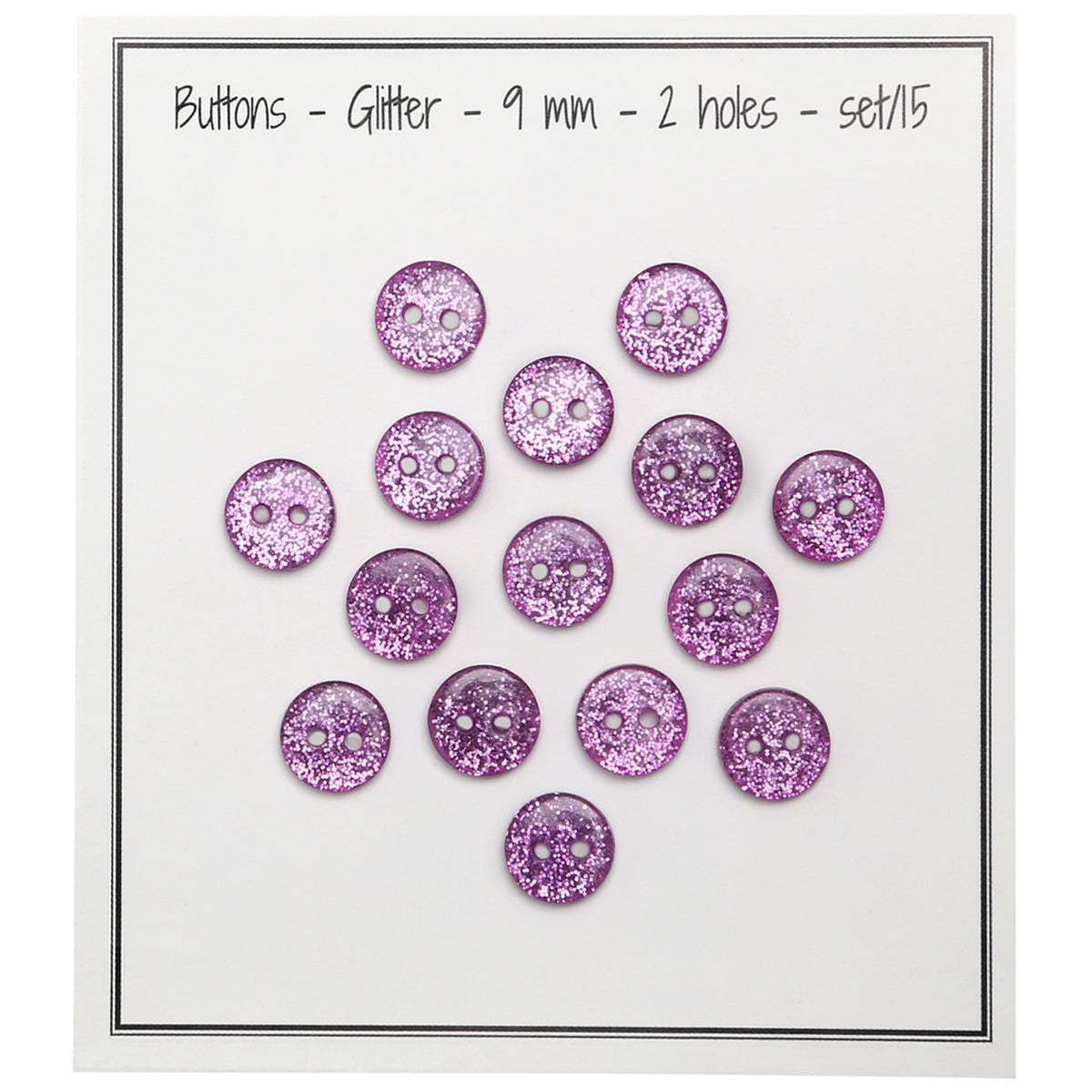 Set of 15 glitter buttons 9 mm - pink