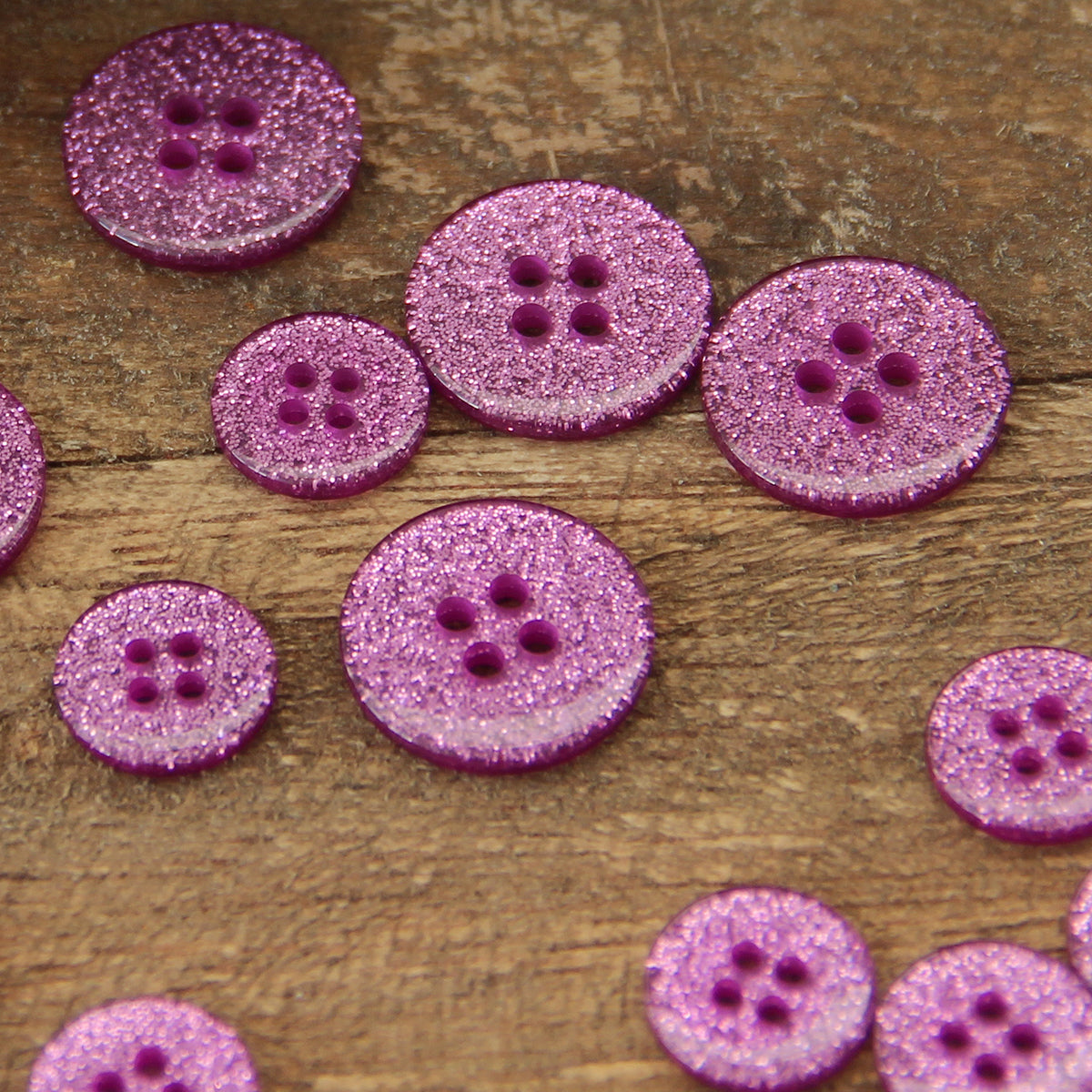 Set of 15 glitter buttons 9 mm - pink