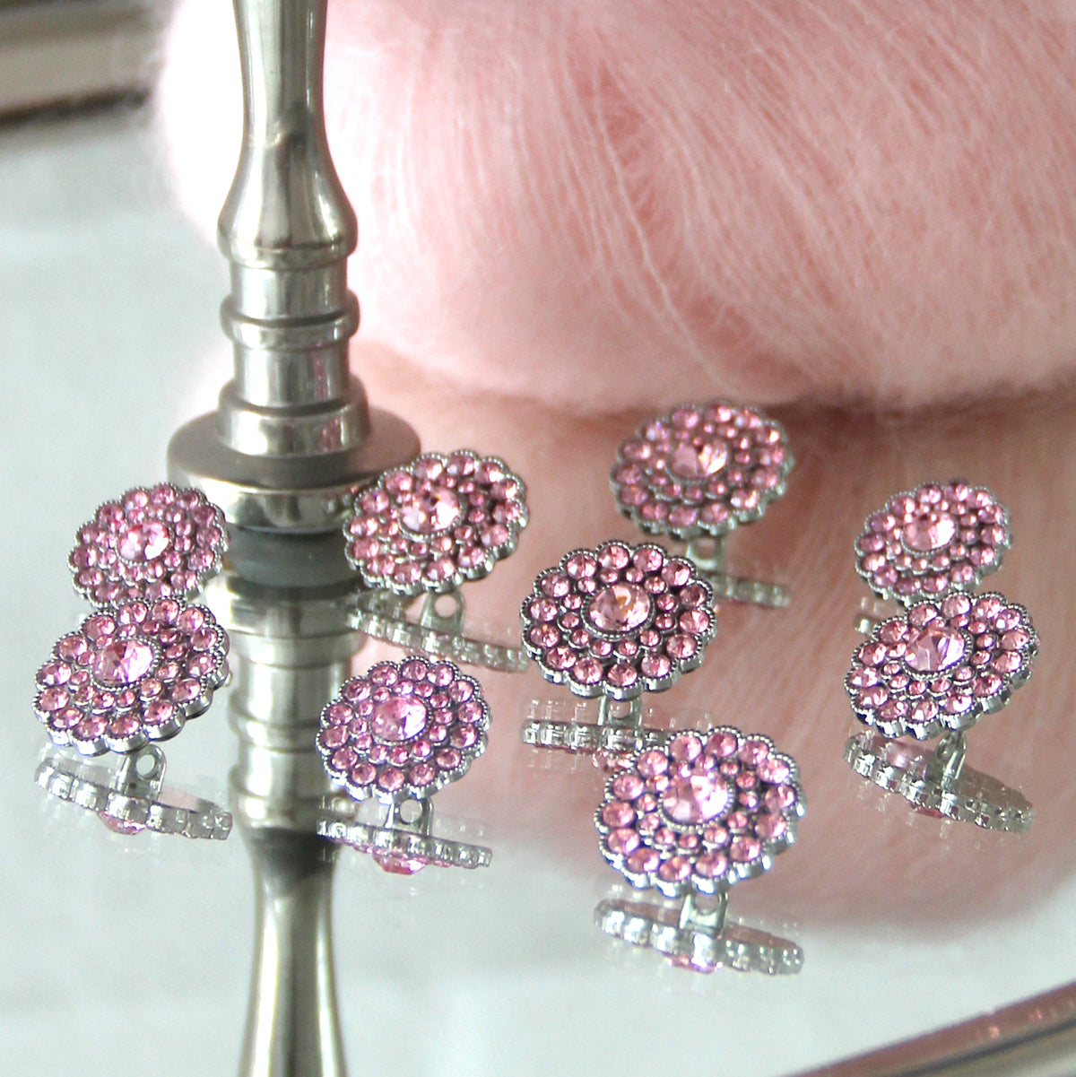 Set von 4 Strasssteinen 17 mm - rosa