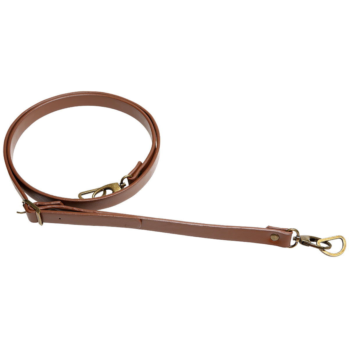 Strap strap of brown imitation bag with bronze carabiner - 1.8 cm x 138 cm