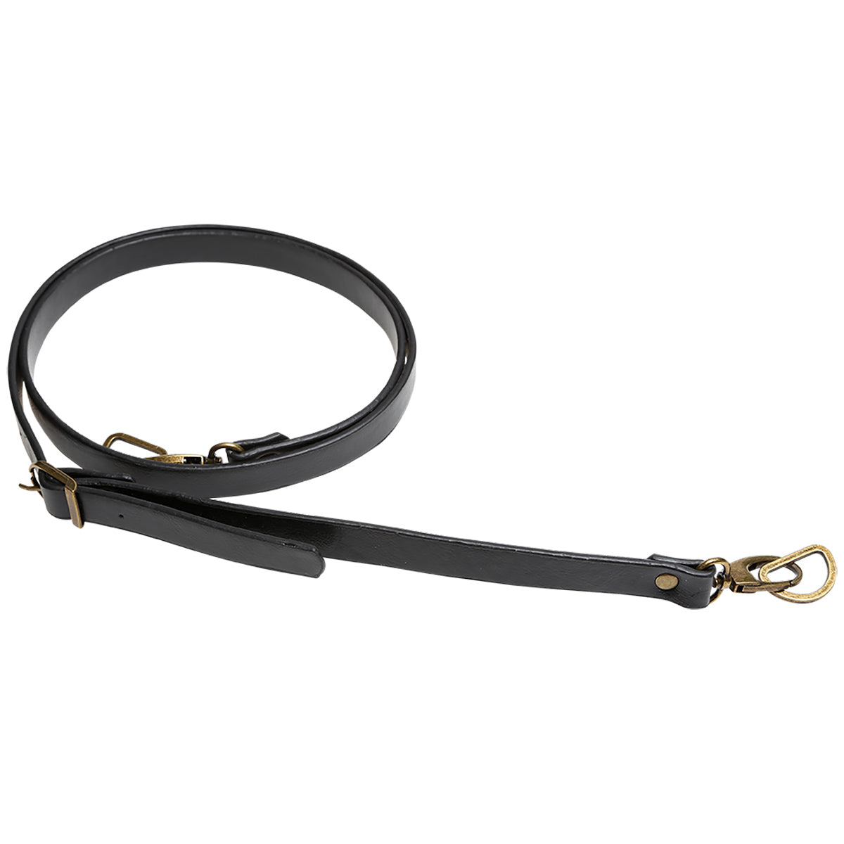 Black -style strap strap with bronze carabiner - 1.8 cm x 138 cm