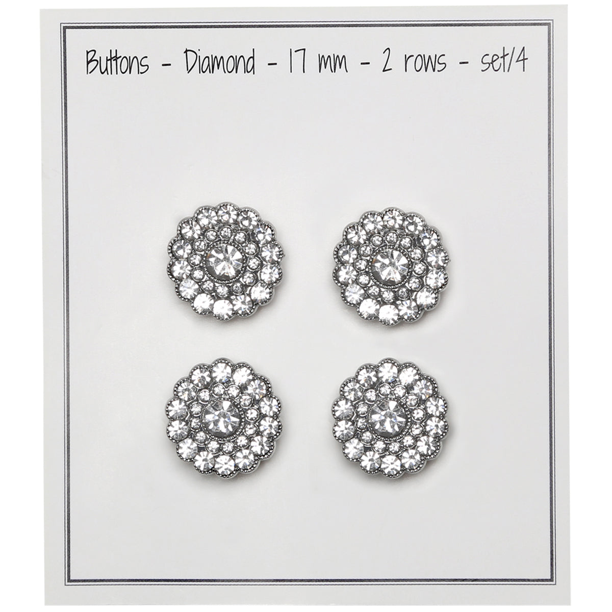 Set de 4 boutons Strass 17 mm - Blanc