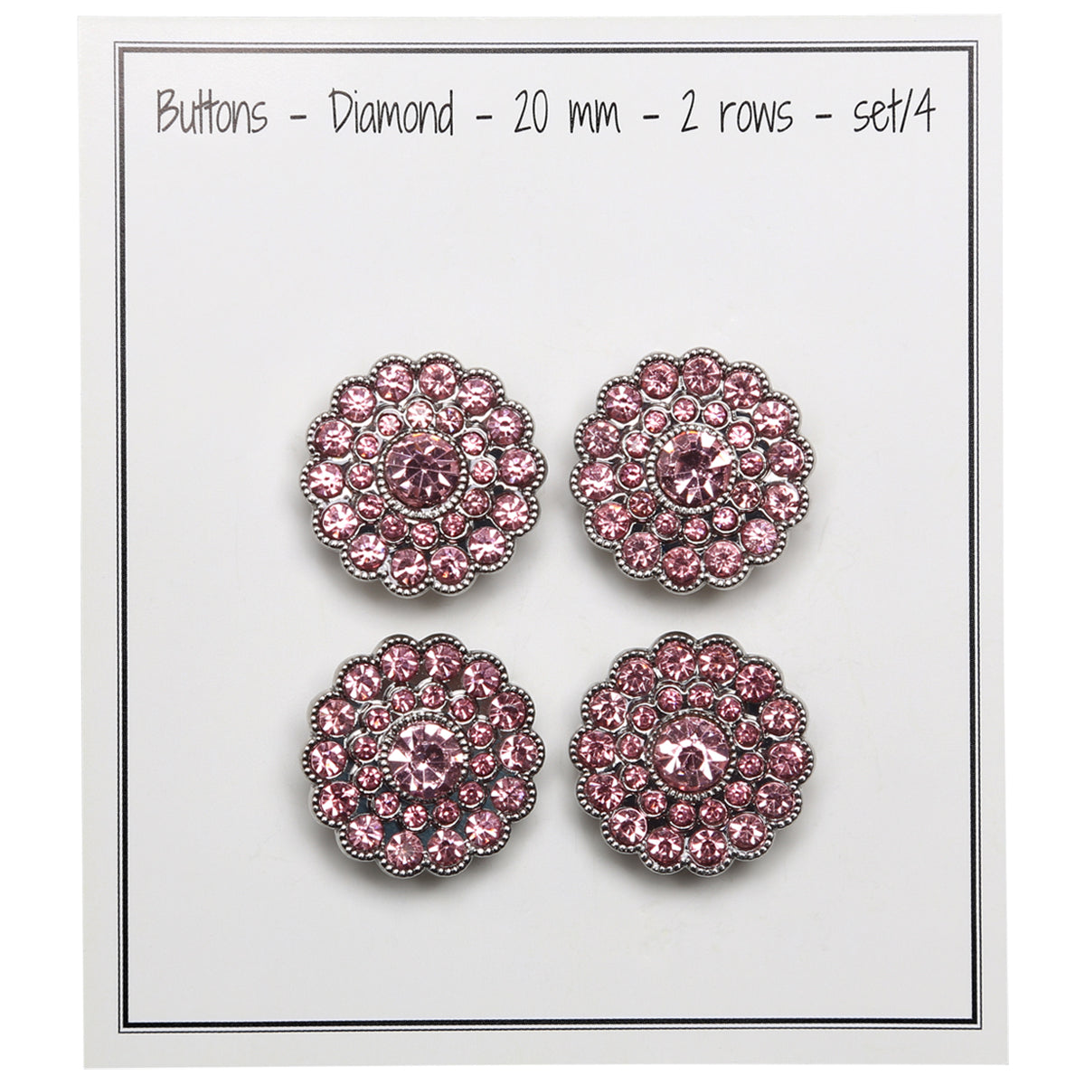 Set of 4 rhinestones 20 mm - pink