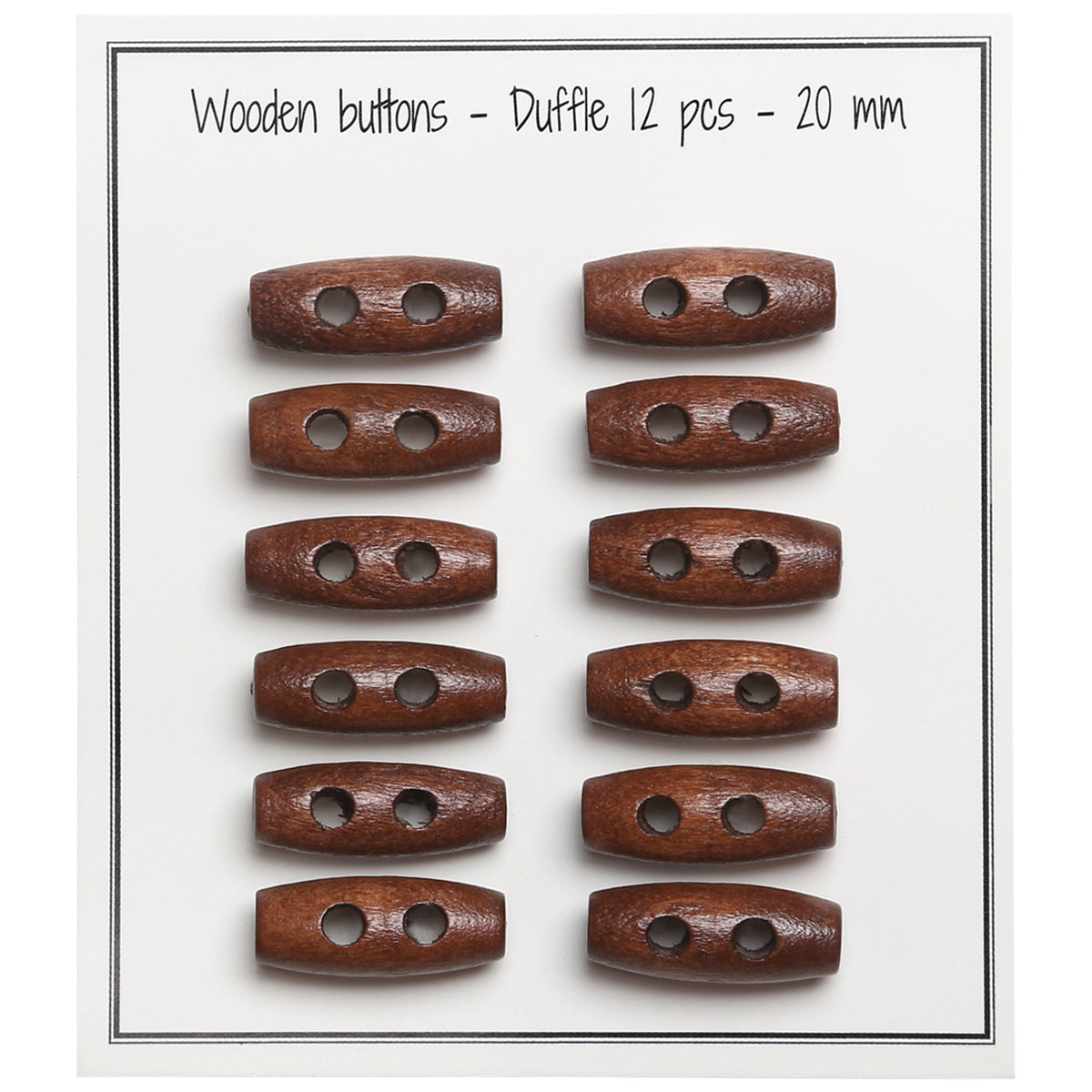 Set of 12 light brown wood buttons 20 mm