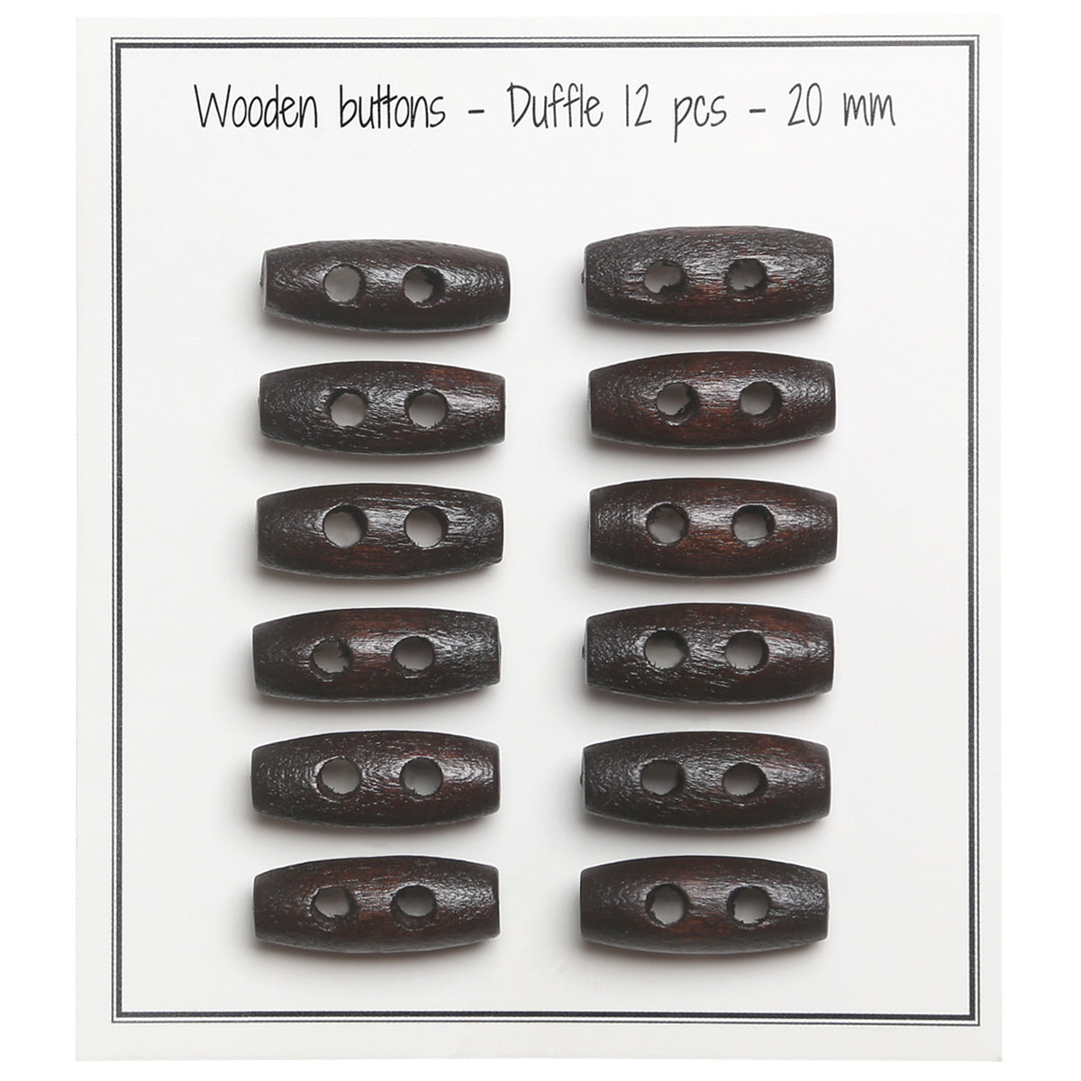 Set de 12 boutons buchette bois marron foncé 20 mm