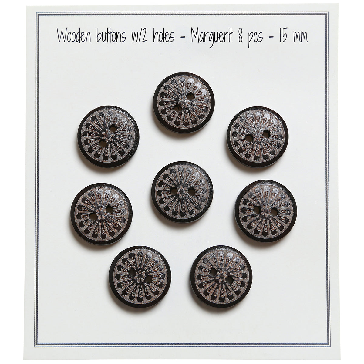 Package of 8 Marguerite wooden buttons 15 mm