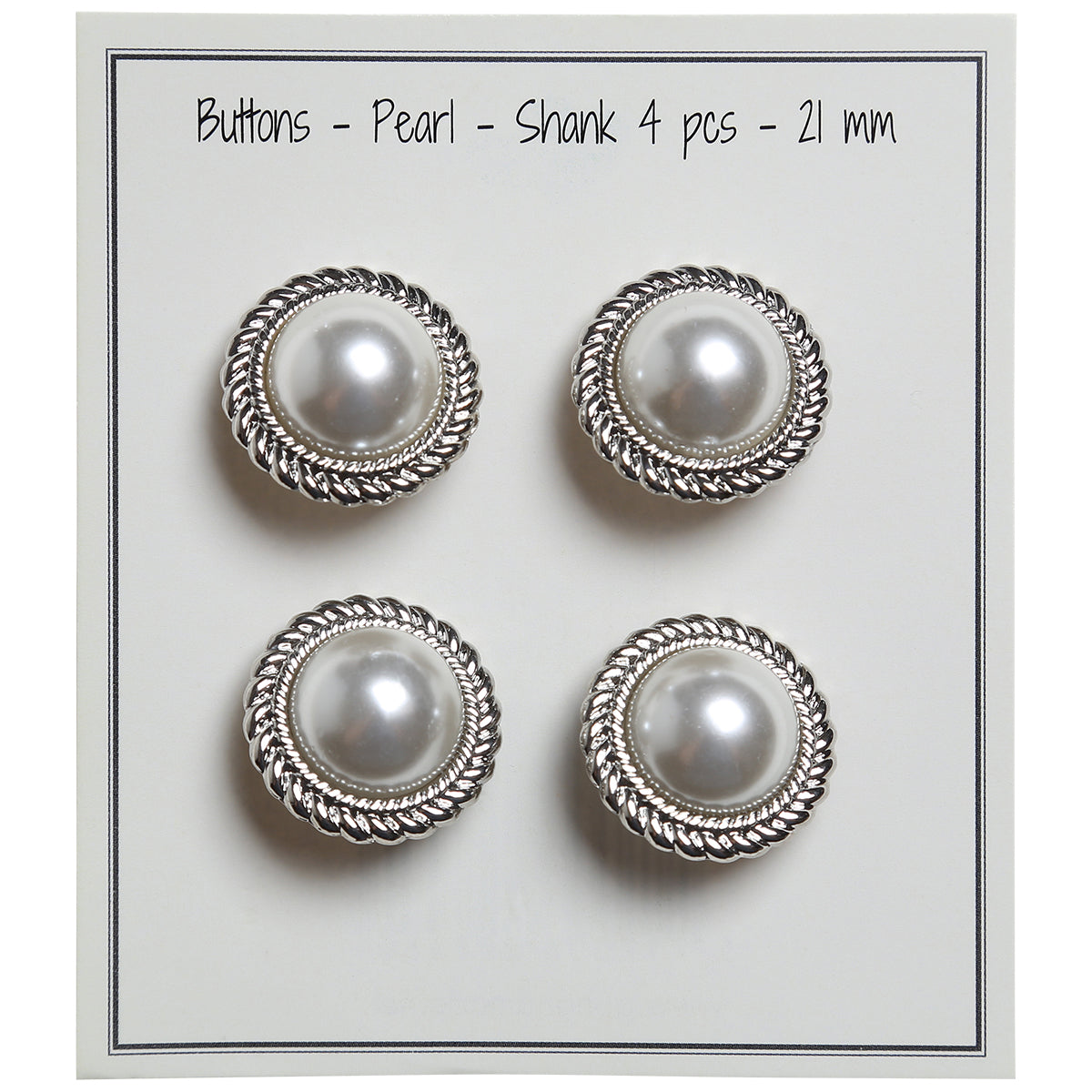 Set de 4 boutons Perle 21 mm - Argent