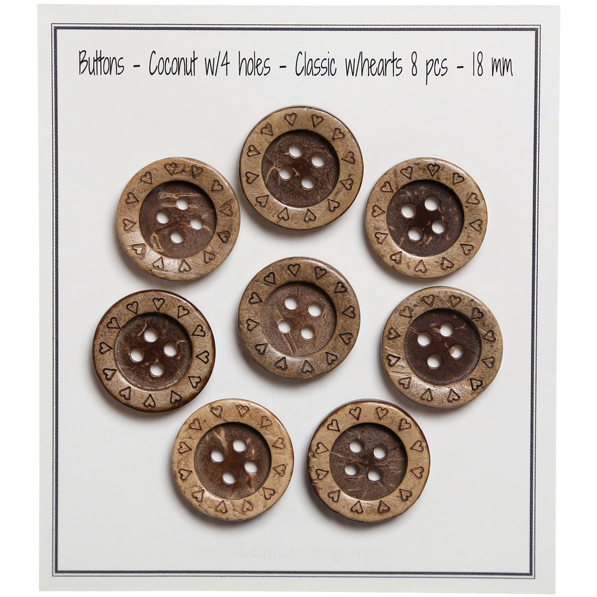 Package of 8 coconut buttons 18 mm