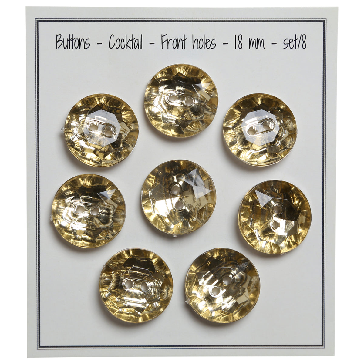 Set of 8 buttons 2 cocktail 18 mm - gold