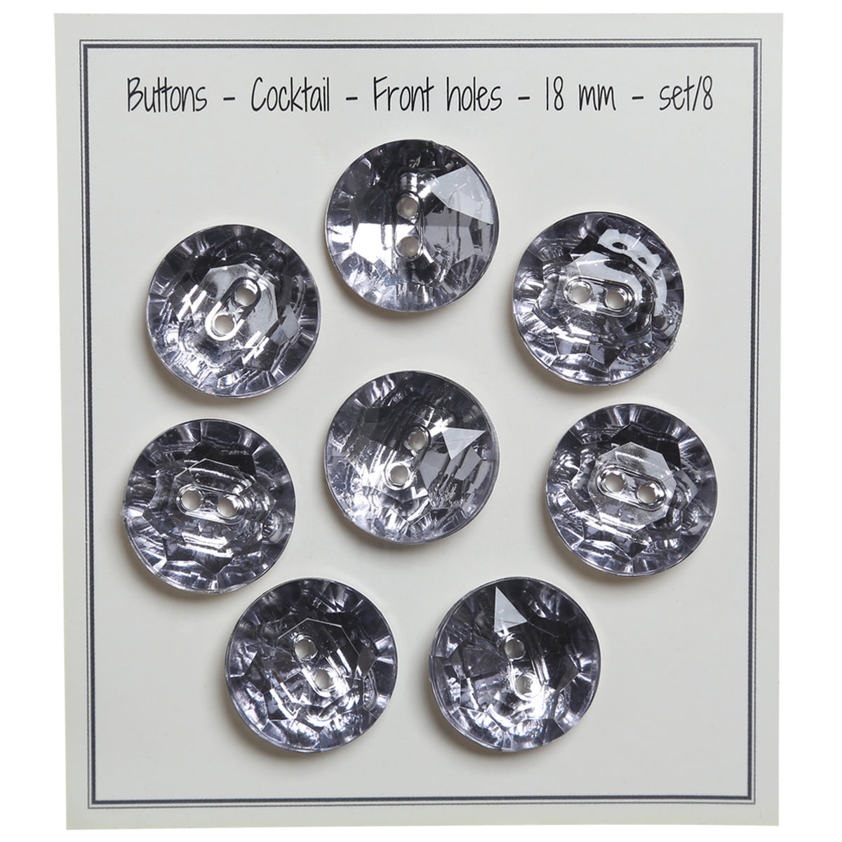 Set of 8 buttons 2 cocktail 18 mm - gray