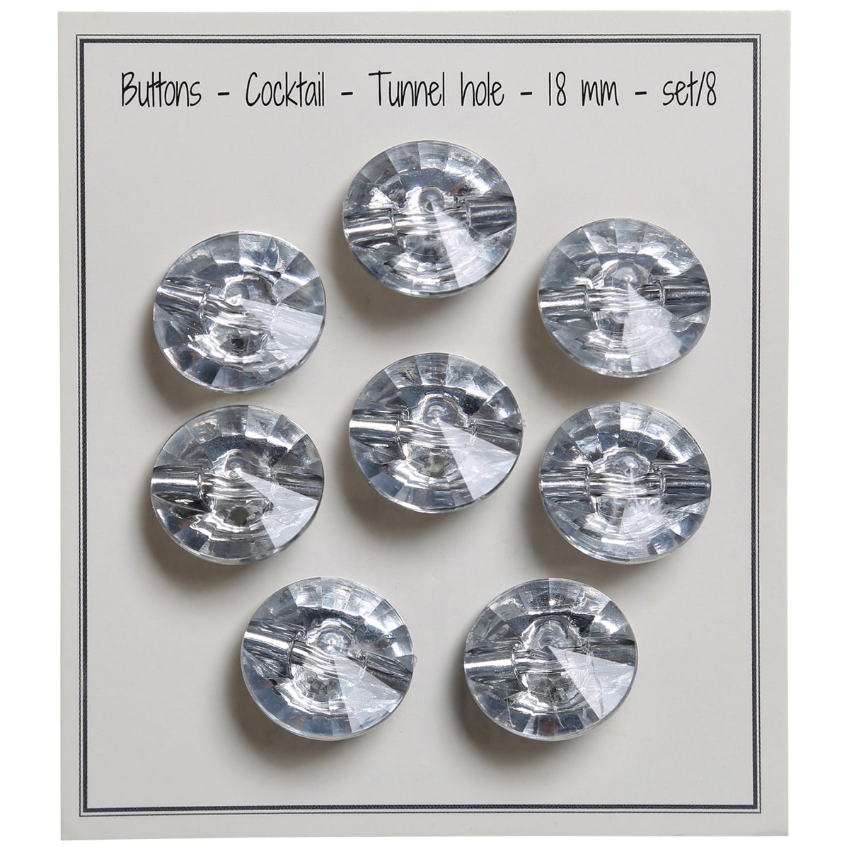 Set de 8 boutons à queue Cocktail 18 mm - Argent