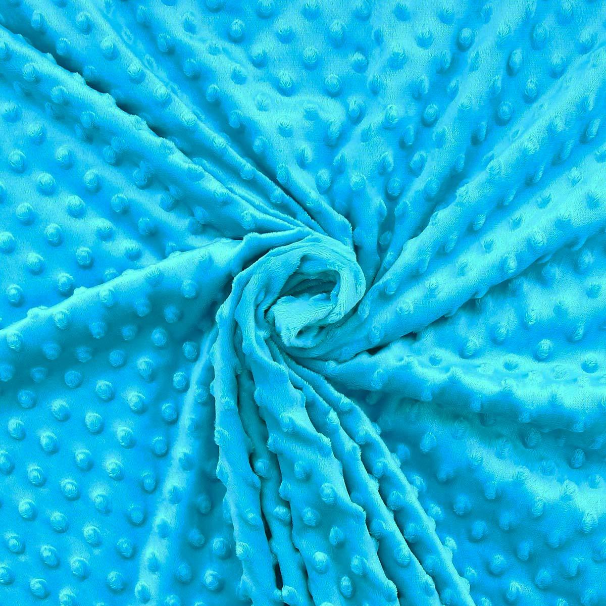 Tissu minky à pois - Bleu turquoise