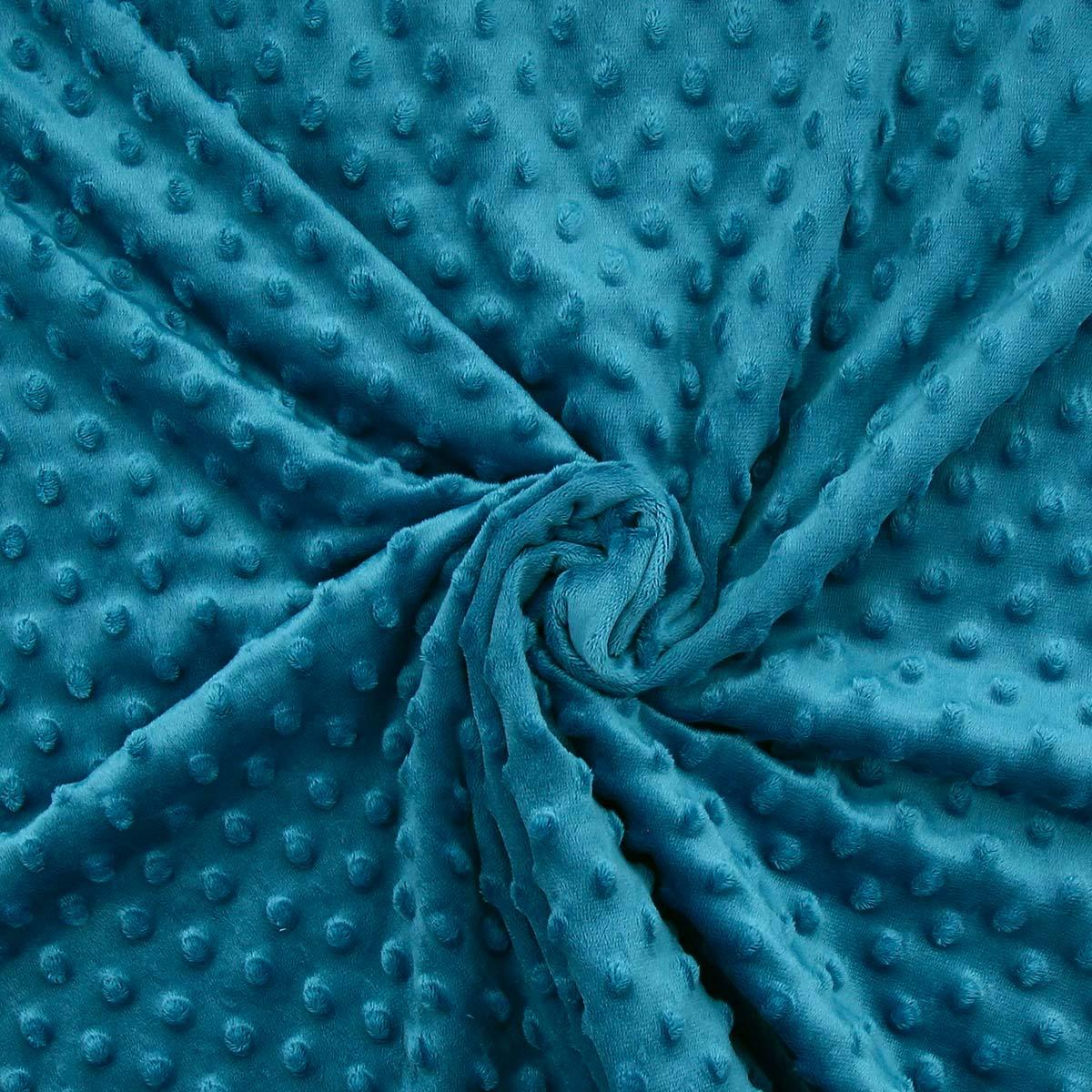 Tissu minky à pois - Bleu pétrole