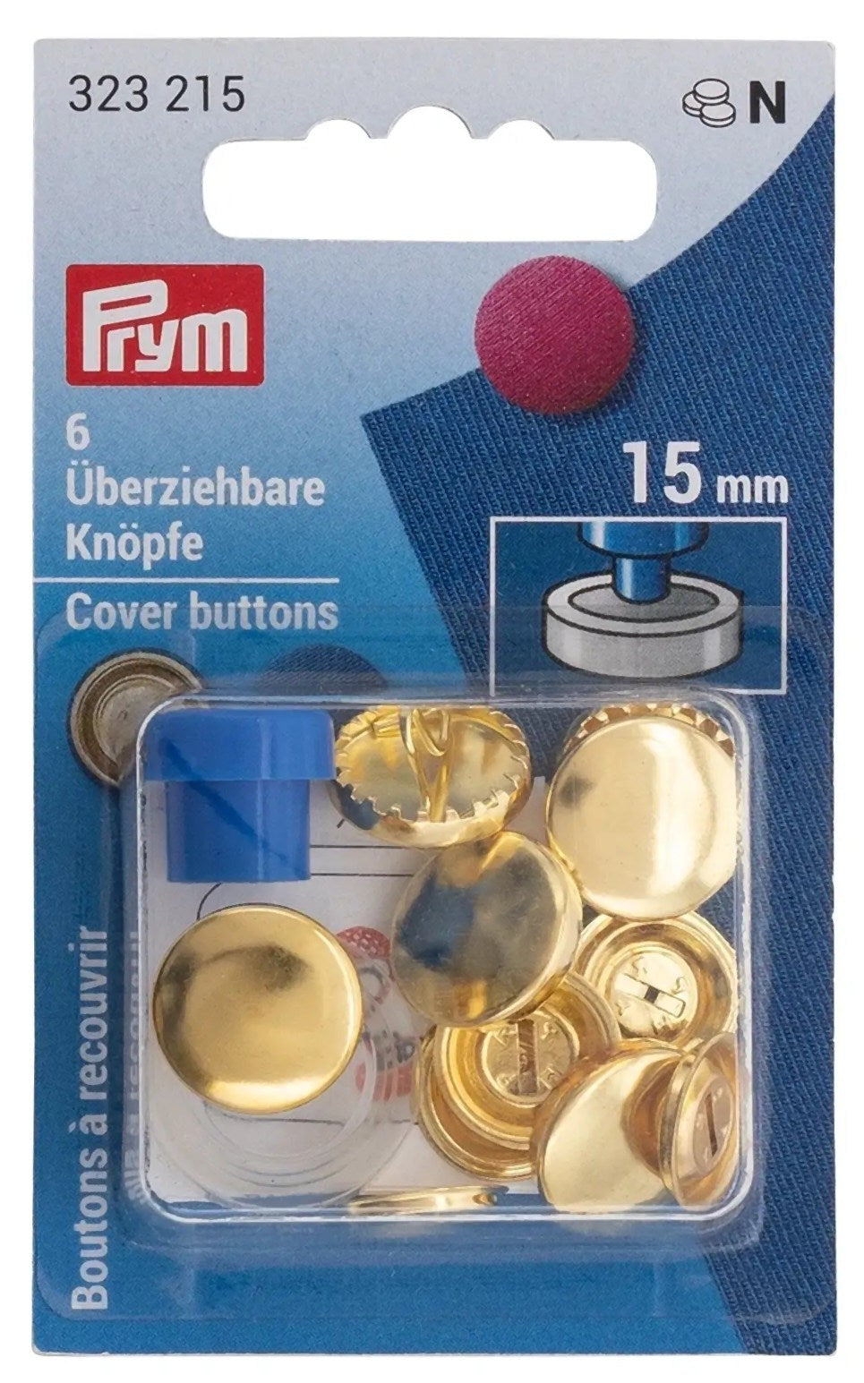 Boite 6 boutons à recouvrir avec outil 15 mm