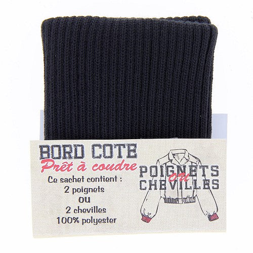 Sachet de 2 poignets bord côte - Noir