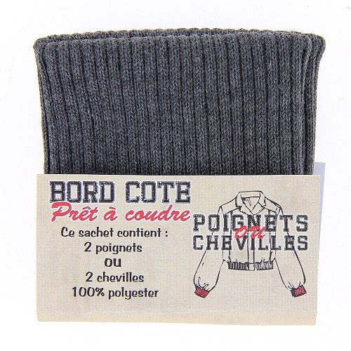 Sachet de 2 poignets bord côte - Gris