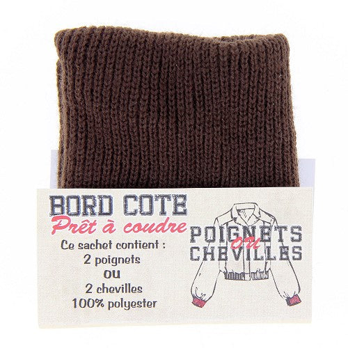 Sachet de 2 poignets bord côte - Marron