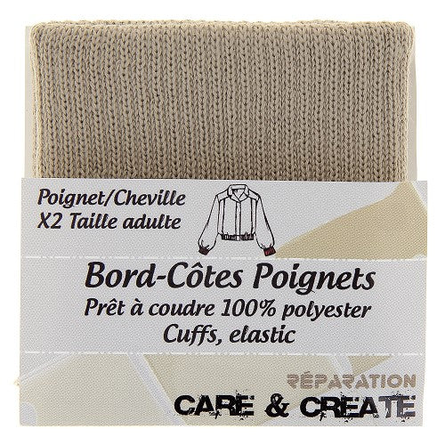 Sachet de 2 poignets bord côte - Beige