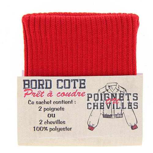 Sachet de 2 poignets bord côte - Rouge