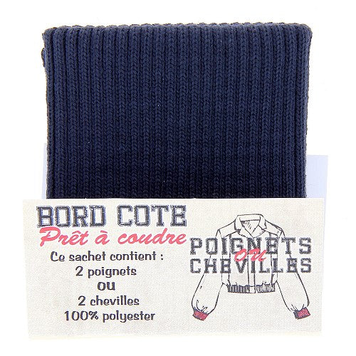 Sachet de 2 poignets bord côte - Bleu marine