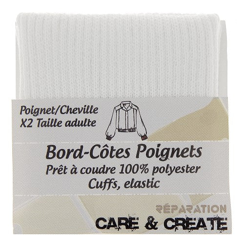 Sachet de 2 poignets bord côte - Blanc