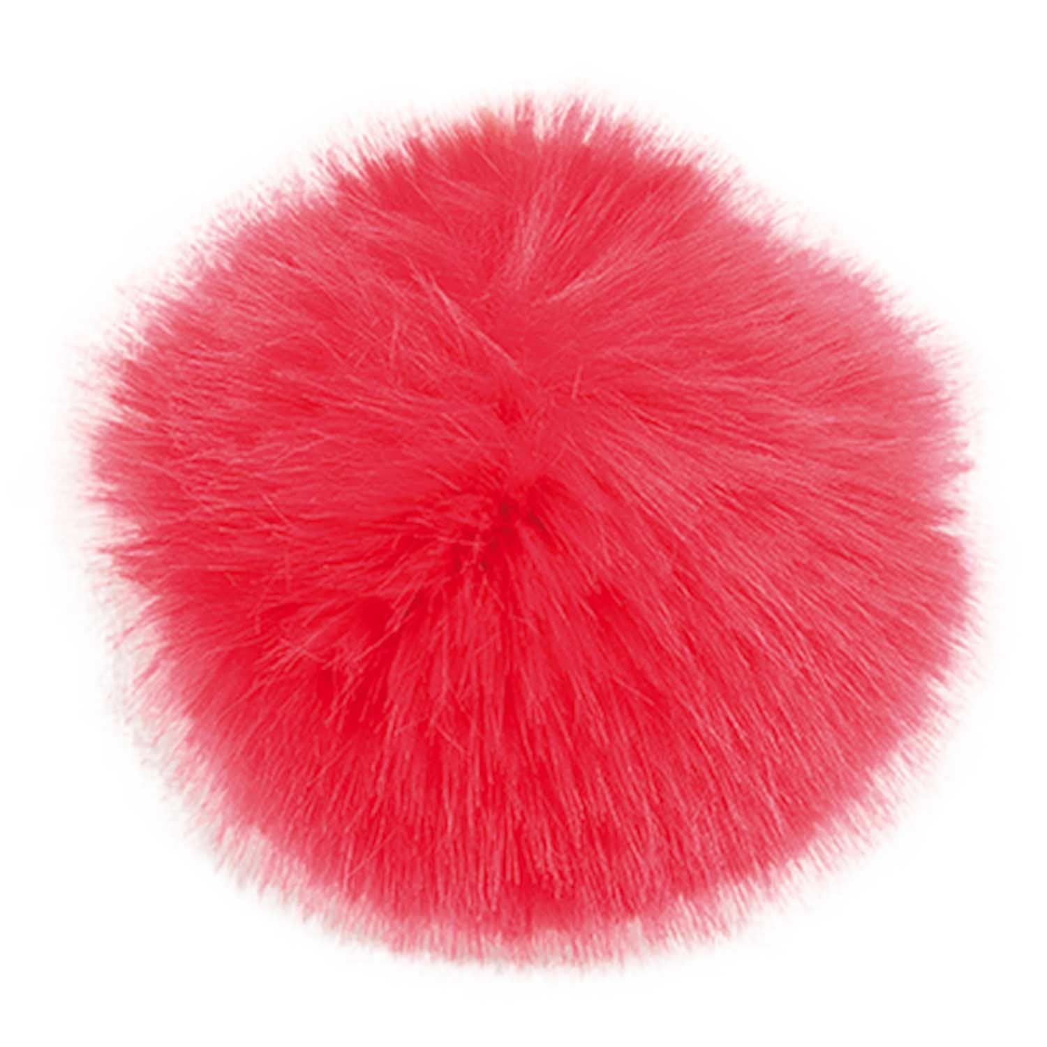 Pompon imitation fur 10 cm - red