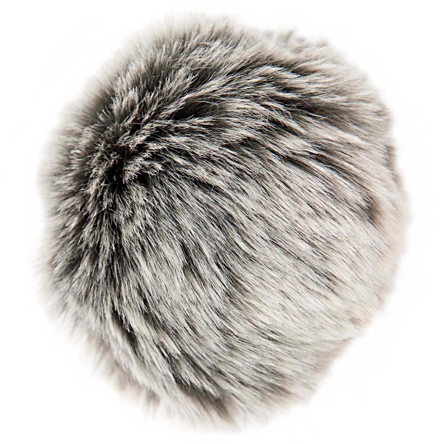 Pompon imitation fourrure 10 cm - Premium gris et écru