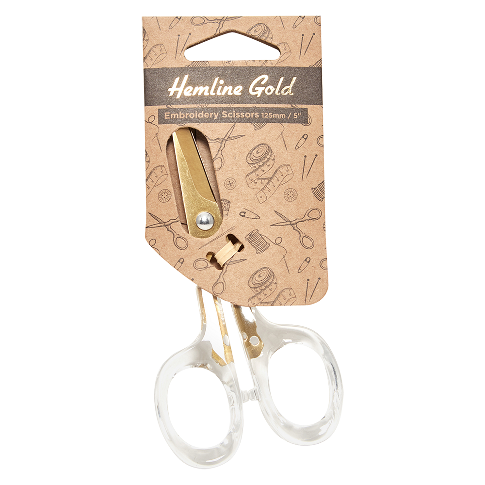 Transparent and golden embroidery scissors 12.5 cm