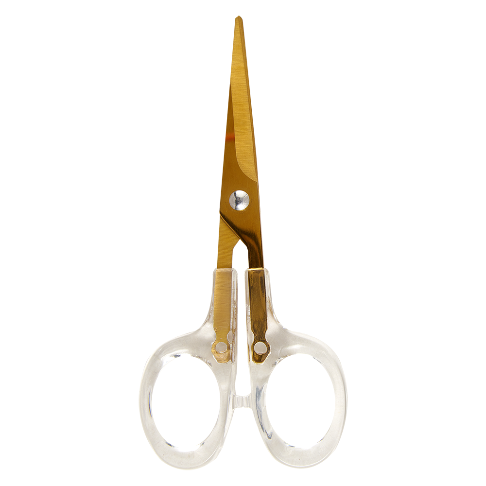 Transparent and golden embroidery scissors 12.5 cm