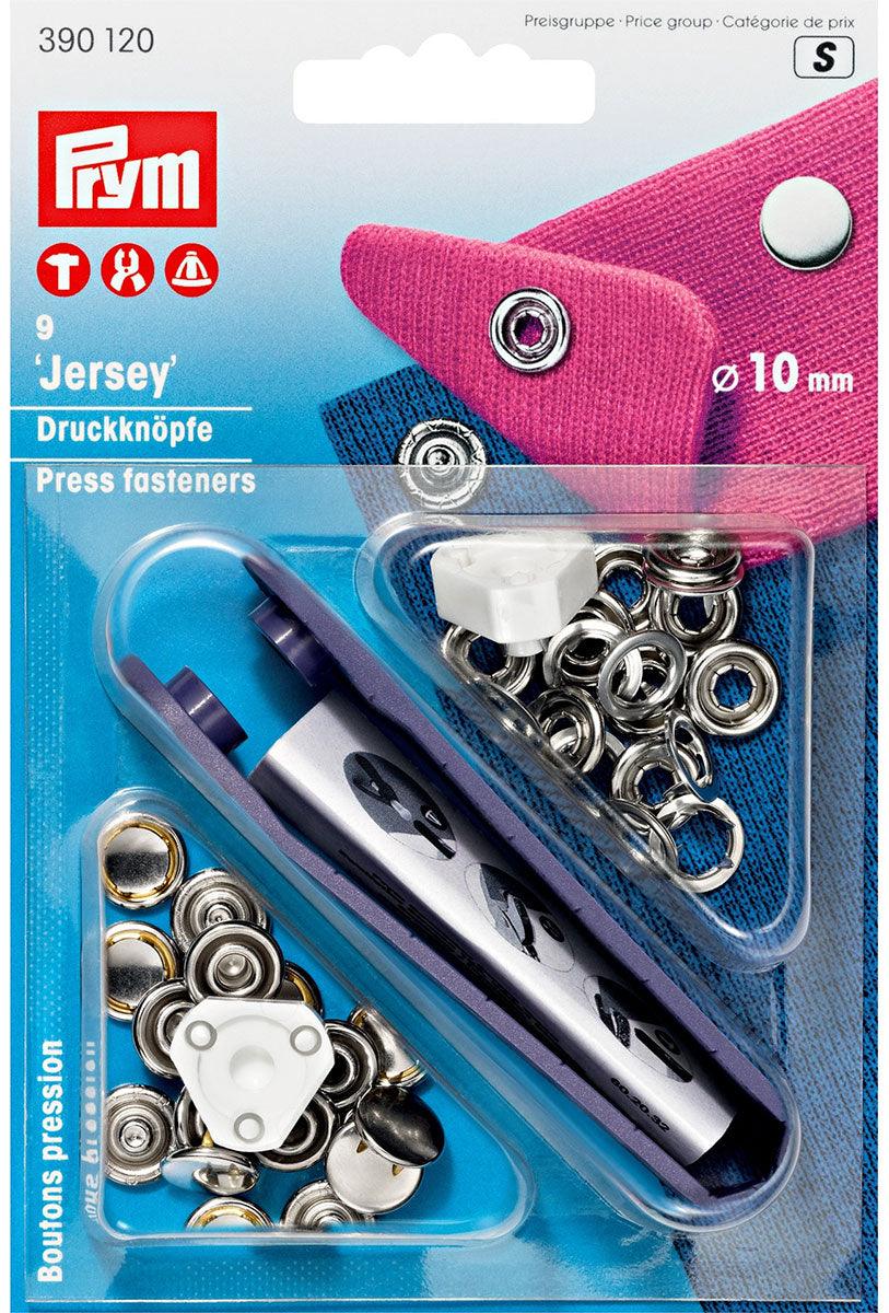 Boite de 9 boutons pression jersey Nickel avec outil 10 mm