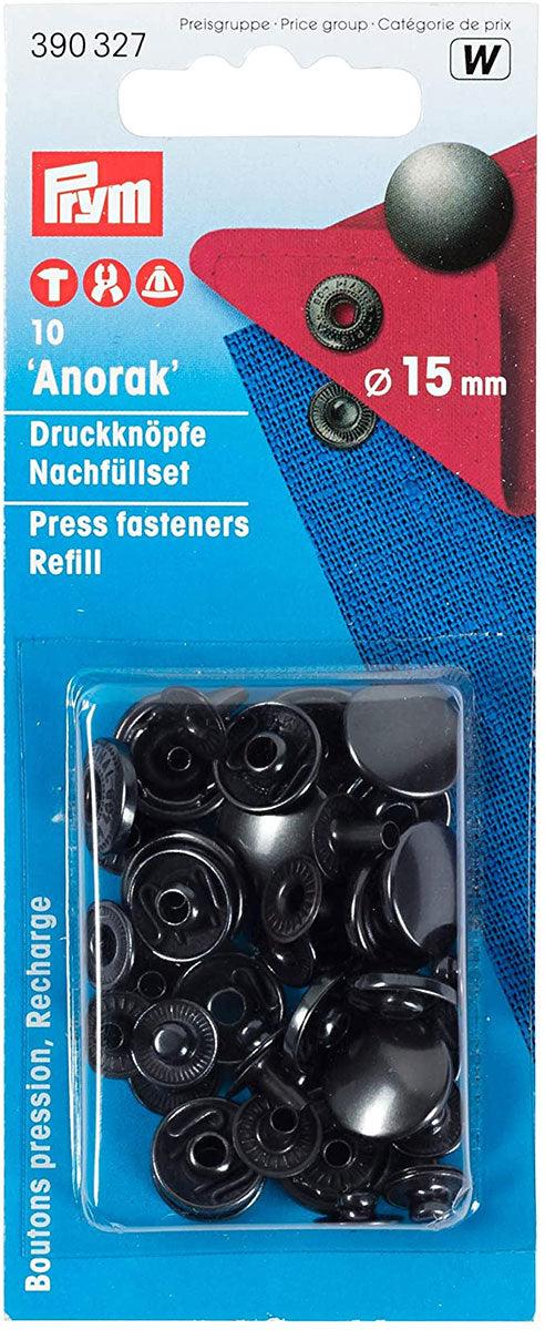 Recharge de 10 boutons pression anorak 15 mm Bruni