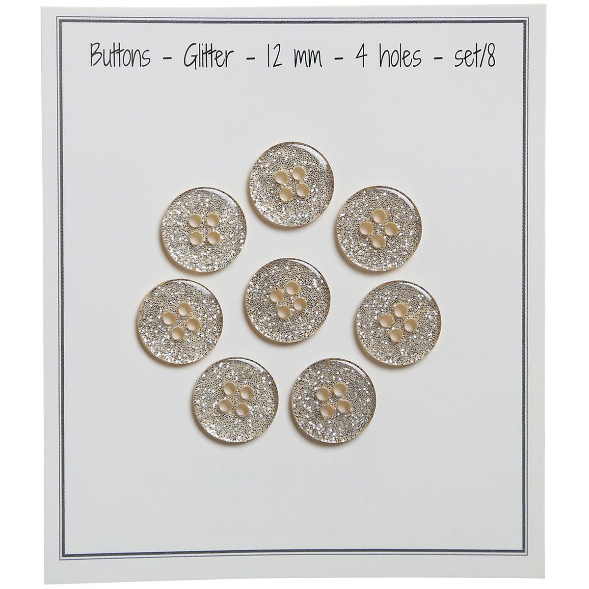 Set de 8 boutons Glitter 12 mm - Or