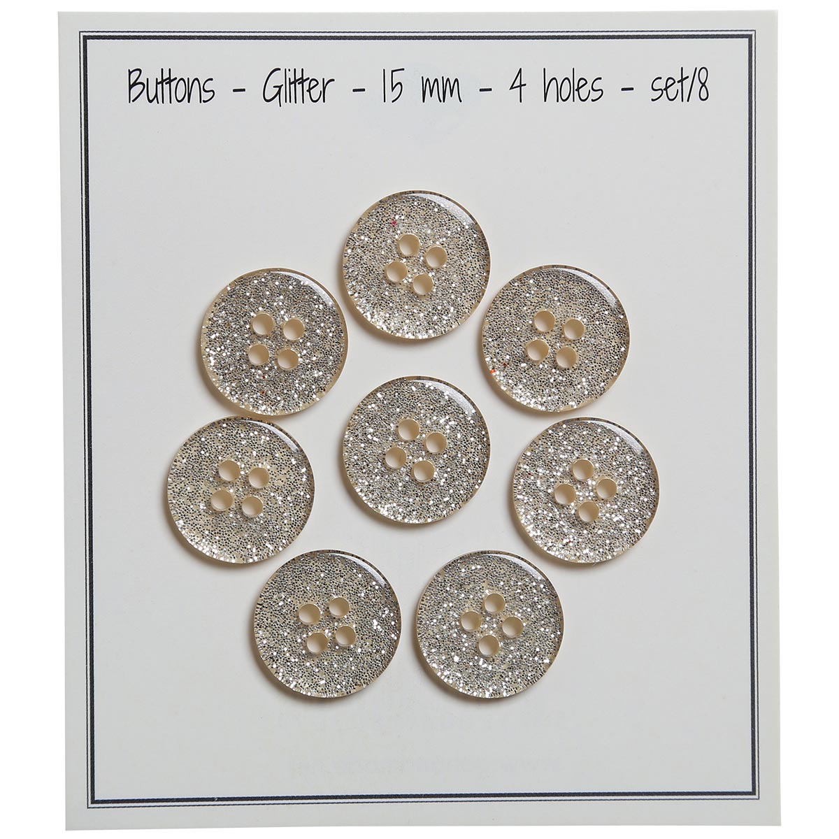 Set of 8 glitter buttons 15 mm - gold