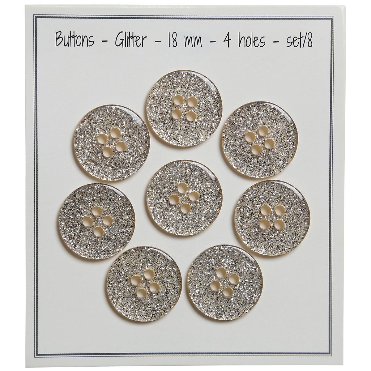 Set de 8 boutons Glitter 18 mm - Or