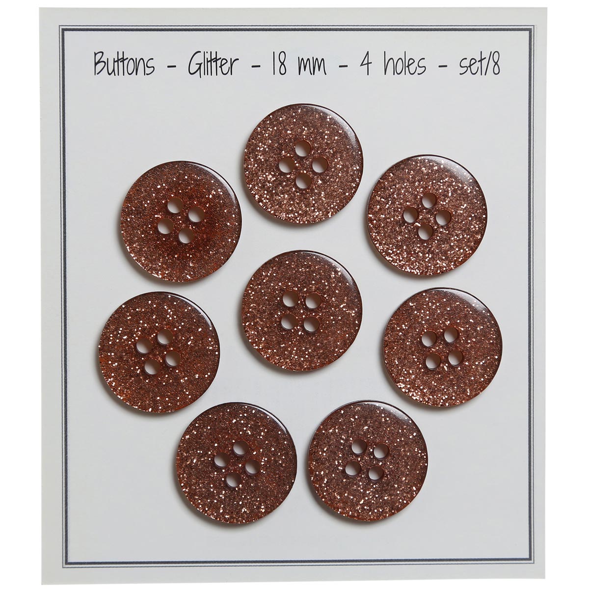 Set de 8 boutons Glitter 18 mm - Cuivre