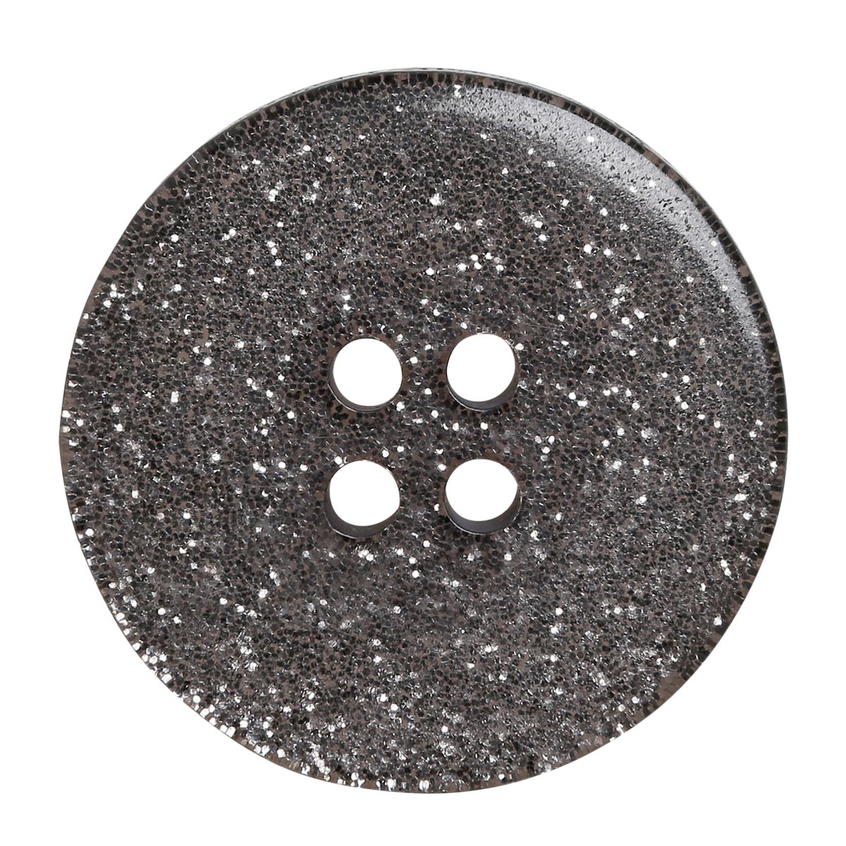 Set of 6 glitter buttons 25 mm - black