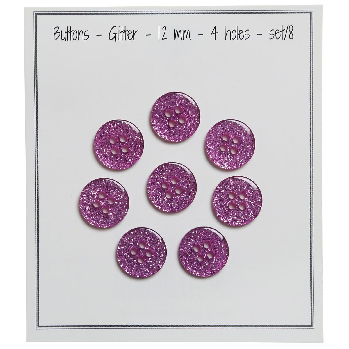 Set of 8 glitter buttons 12 mm - Rose