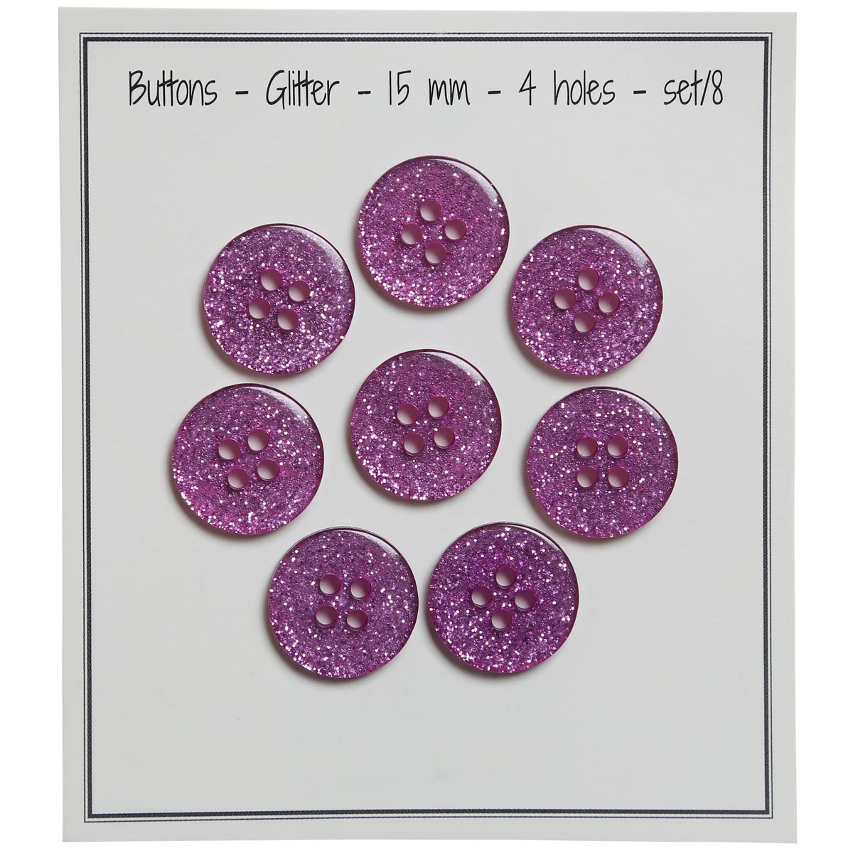 Set de 8 boutons Glitter 15 mm - Rose