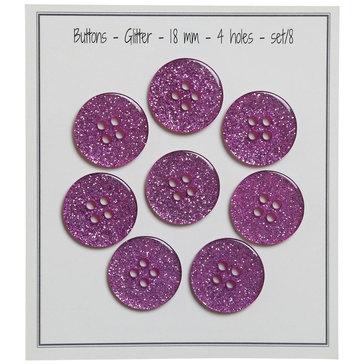 Set of 8 glitter buttons 18 mm - Rose