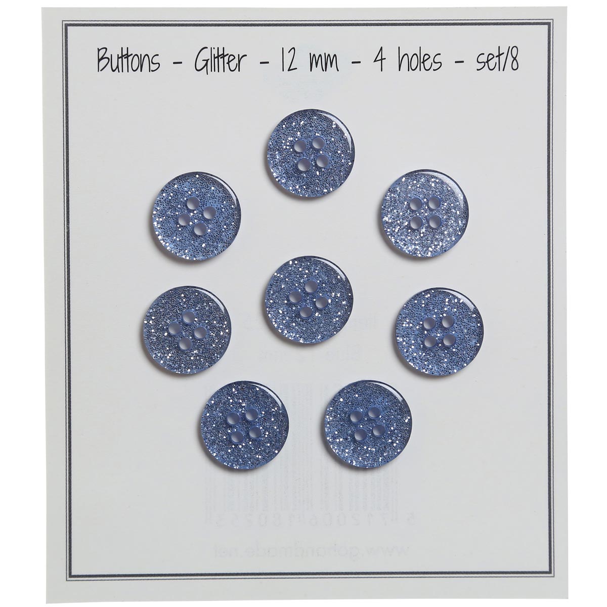 Set de 8 boutons Glitter 12 mm - Bleu