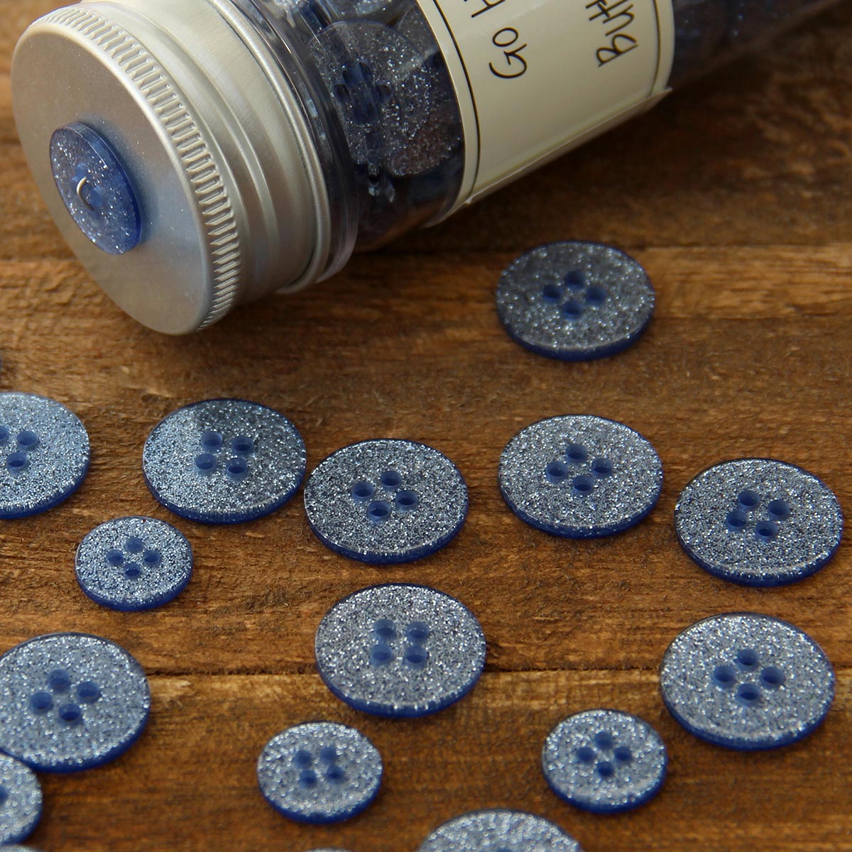 Set of 8 glitter buttons 12 mm - Blue