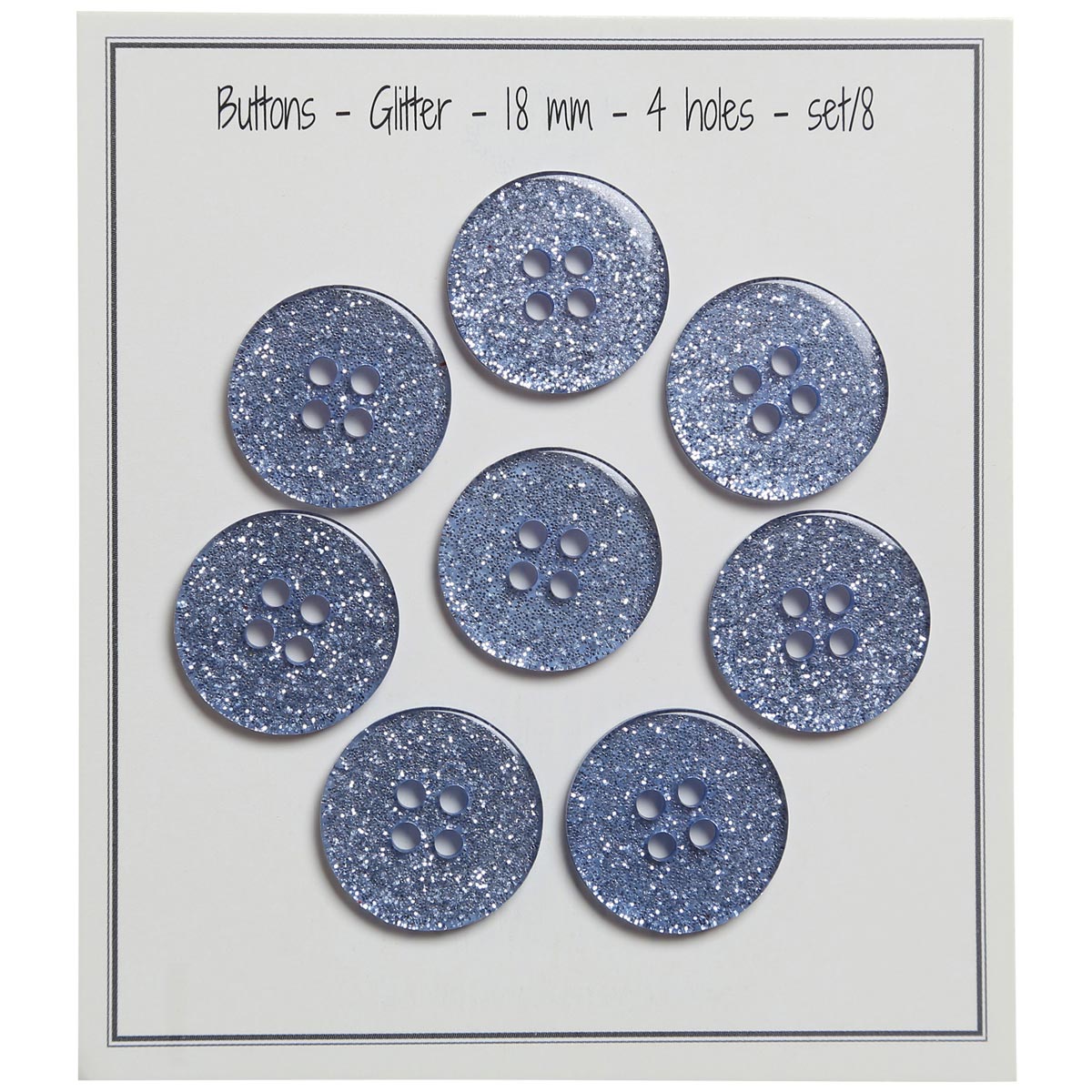 Set de 8 boutons Glitter 18 mm - Bleu