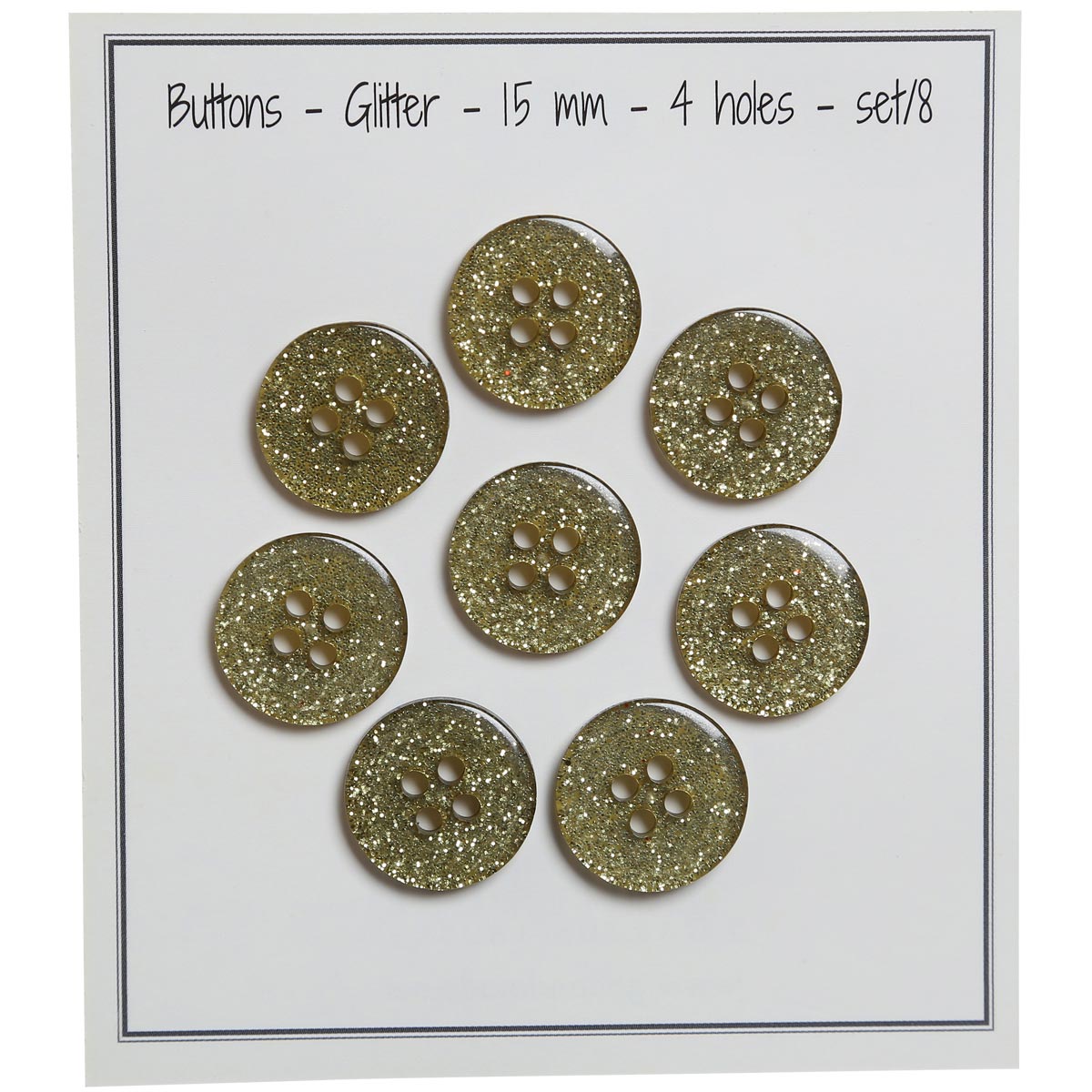 Set of 8 glitter buttons 15 mm - Green